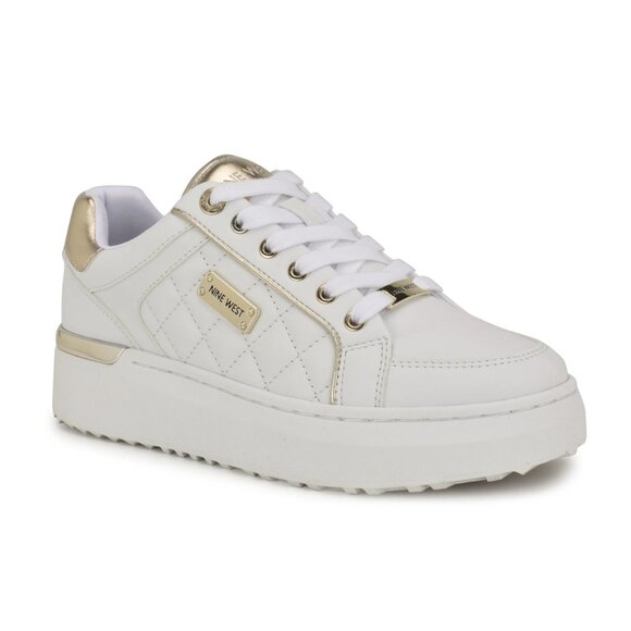 Nine West Shoes - Nine West White/Gold Sneakers
